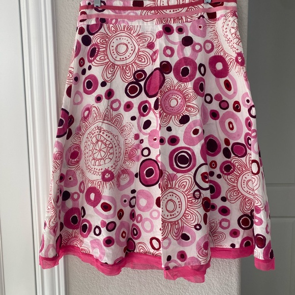 Amorose M Pink White Linen Skirt - Picture 1 of 8